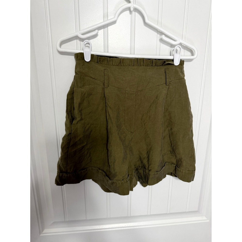 Susy Mix Shorts Womens S Green Paperbag Waist Cuffed Lyocell Blend Italy